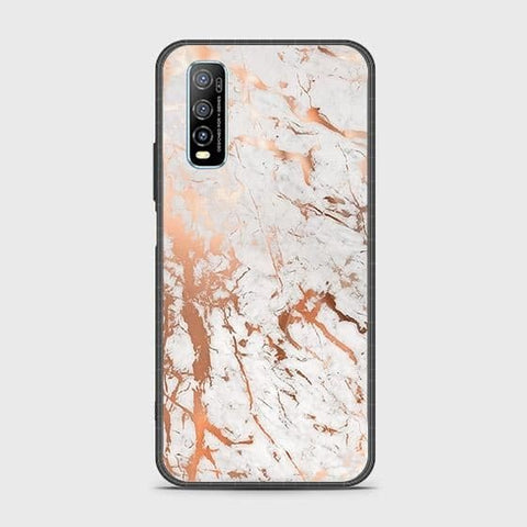 Vivo Y70s Cover - White Marble Series 2 - HQ Ultra Shine Premium Infinity Glass Soft Silicon Borders Case