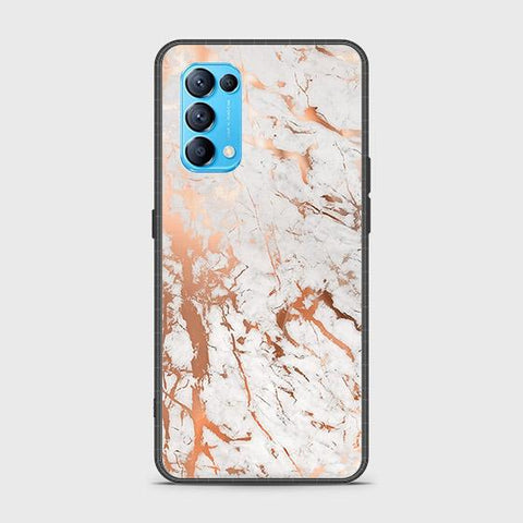 Oppo Find X3 Lite Cover - White Marble Series 2 - HQ Ultra Shine Premium Infinity Glass Soft Silicon Borders Case