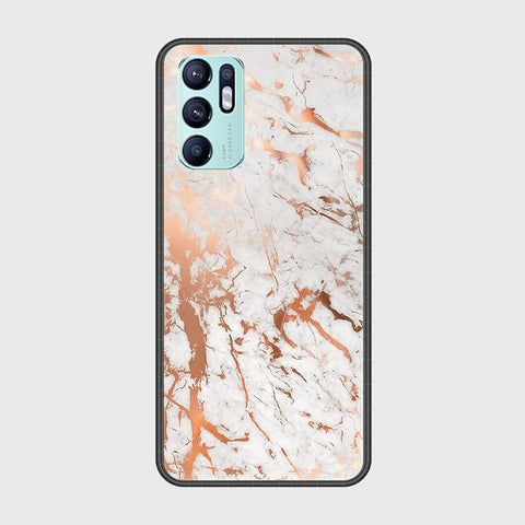 Oppo Reno 6 Cover - White Marble Series 2 - HQ Ultra Shine Premium Infinity Glass Soft Silicon Borders Case