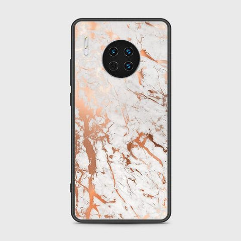 Huawei Mate 30 Cover - White Marble Series 2 - HQ Ultra Shine Premium Infinity Glass Soft Silicon Borders Case