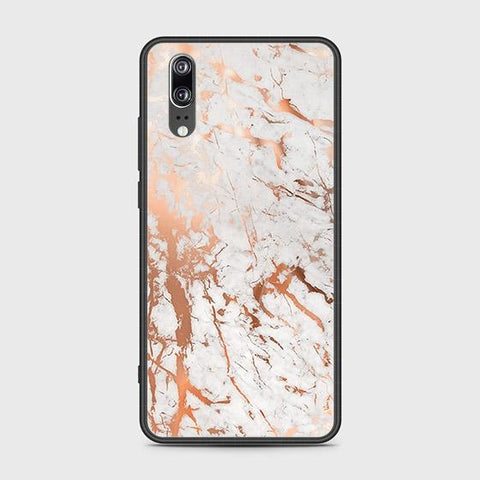 Huawei P20 Cover - White Marble Series 2 - HQ Ultra Shine Premium Infinity Glass Soft Silicon Borders Case