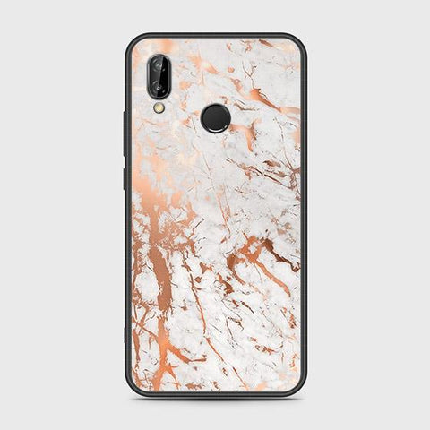 Huawei P20 Lite 2019 Cover - White Marble Series 2 - HQ Ultra Shine Premium Infinity Glass Soft Silicon Borders Case