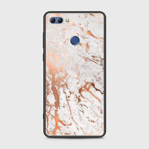 Huawei Y9 2018 Cover - White Marble Series 2 - HQ Ultra Shine Premium Infinity Glass Soft Silicon Borders Case