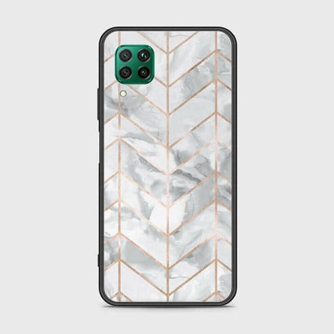 Huawei Nova 6 SE Cover - White Marble Series 2 - HQ Ultra Shine Premium Infinity Glass Soft Silicon Borders Case