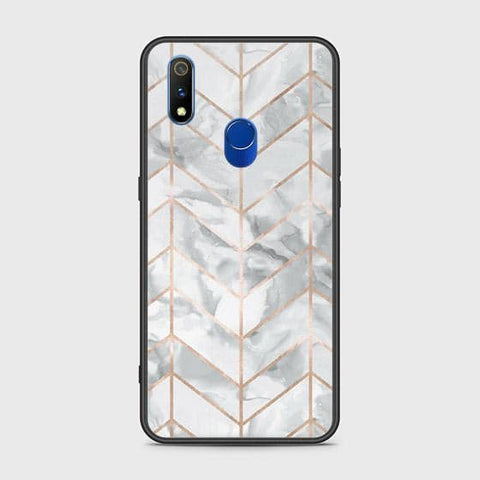 Realme 3 Pro Cover - White Marble Series 2 - HQ Ultra Shine Premium Infinity Glass Soft Silicon Borders Case