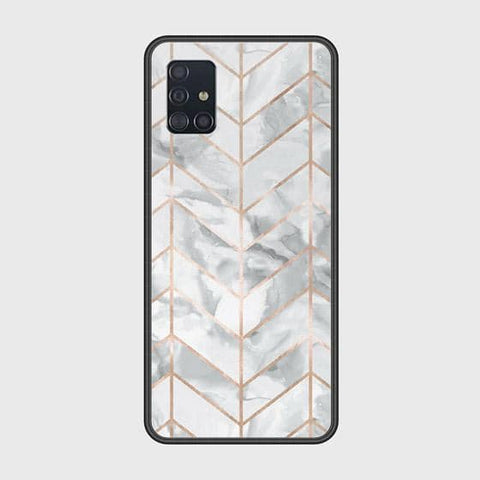 Samsung Galaxy A51 Cover - White Marble Series 2 - HQ Ultra Shine Premium Infinity Glass Soft Silicon Borders Case