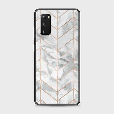 Samsung Galaxy S20 Plus Cover - White Marble Series 2 - HQ Ultra Shine Premium Infinity Glass Soft Silicon Borders Case