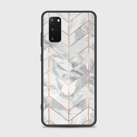 Samsung Galaxy S20 Cover - White Marble Series 2 - HQ Ultra Shine Premium Infinity Glass Soft Silicon Borders Case