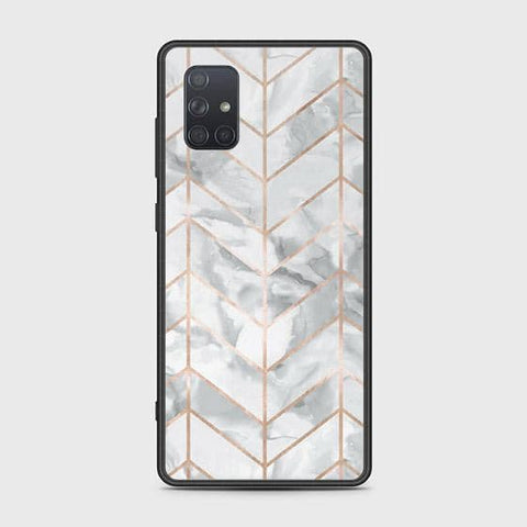 Samsung Galaxy A71 Cover - White Marble Series 2 - HQ Ultra Shine Premium Infinity Glass Soft Silicon Borders Case