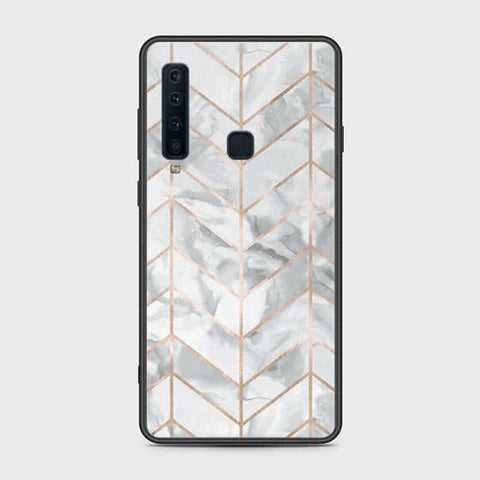 Samsung Galaxy A9 2018 Cover - White Marble Series 2 - HQ Ultra Shine Premium Infinity Glass Soft Silicon Borders Case