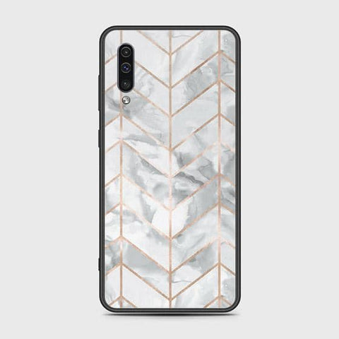Samsung Galaxy A50s Cover - White Marble Series 2 - HQ Ultra Shine Premium Infinity Glass Soft Silicon Borders Case