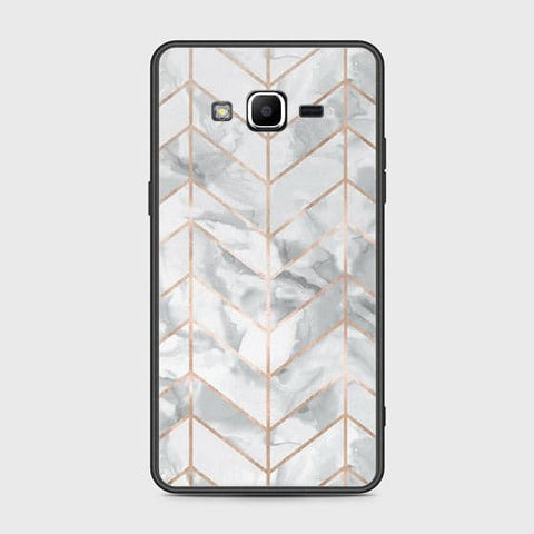 Samsung Galaxy J2 Prime Cover - White Marble Series 2 - HQ Ultra Shine Premium Infinity Glass Soft Silicon Borders Case