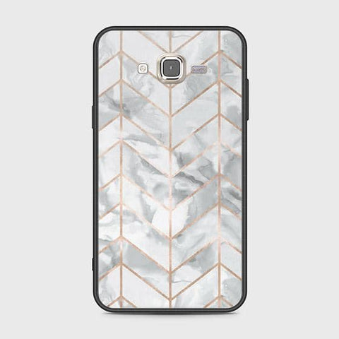 Samsung Galaxy J7 2015 Cover - White Marble Series 2 - HQ Ultra Shine Premium Infinity Glass Soft Silicon Borders Case