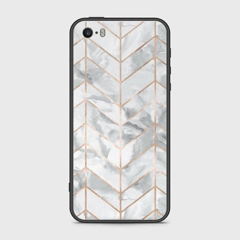 iPhone SE Cover - White Marble Series 2 - HQ Ultra Shine Premium Infinity Glass Soft Silicon Borders Case