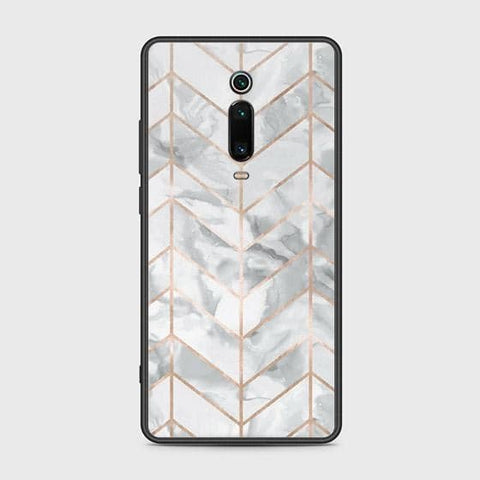 Xiaomi Mi 9T Cover - White Marble Series 2 - HQ Ultra Shine Premium Infinity Glass Soft Silicon Borders Case