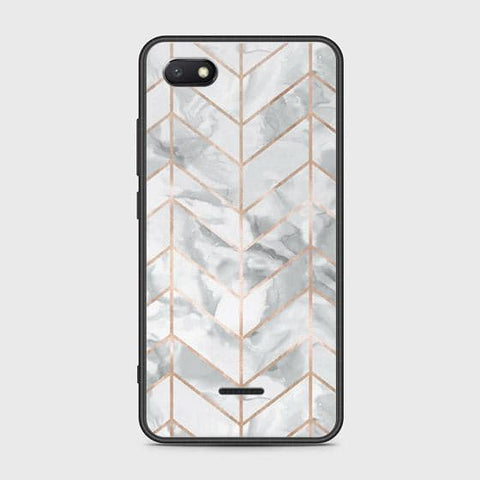 Xiaomi Redmi 6A Cover - White Marble Series 2 - HQ Ultra Shine Premium Infinity Glass Soft Silicon Borders Case