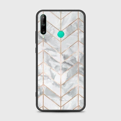 Huawei Y7P Cover - White Marble Series 2 - HQ Ultra Shine Premium Infinity Glass Soft Silicon Borders Case