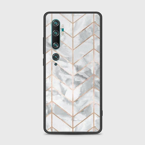 Xiaomi Mi Note 10 Cover - White Marble Series 2 - HQ Ultra Shine Premium Infinity Glass Soft Silicon Borders Case