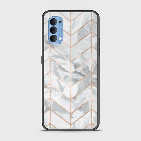 Oppo Reno 4 Cover - White Marble Series 2 - HQ Ultra Shine Premium Infinity Glass Soft Silicon Borders Case