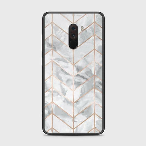 Xiaomi Pocophone F1 Cover - White Marble Series 2 - HQ Ultra Shine Premium Infinity Glass Soft Silicon Borders Case