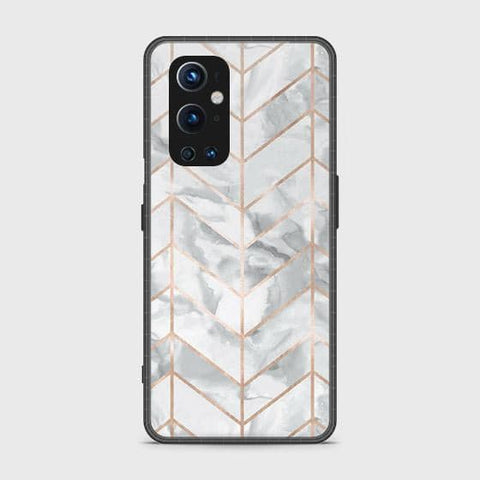Oneplus 9 Pro Cover - White Marble Series 2 - HQ Ultra Shine Premium Infinity Glass Soft Silicon Borders Case