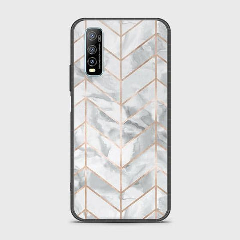 Vivo Y70s Cover - White Marble Series 2 - HQ Ultra Shine Premium Infinity Glass Soft Silicon Borders Case