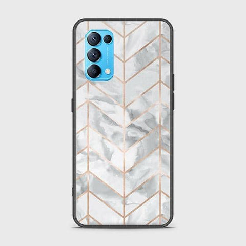 Oppo Find X3 Lite Cover - White Marble Series 2 - HQ Ultra Shine Premium Infinity Glass Soft Silicon Borders Case