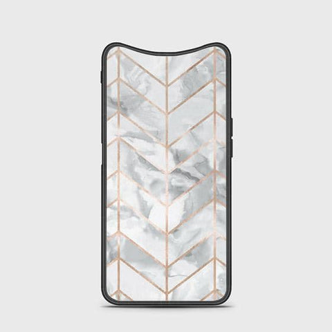 Oppo Find X Cover - White Marble Series 2 - HQ Ultra Shine Premium Infinity Glass Soft Silicon Borders Case