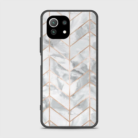 Xiaomi Mi 11 Lite Cover - White Marble Series 2 - HQ Ultra Shine Premium Infinity Glass Soft Silicon Borders Case