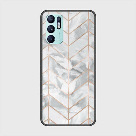 Oppo Reno 6 Cover - White Marble Series 2 - HQ Ultra Shine Premium Infinity Glass Soft Silicon Borders Case