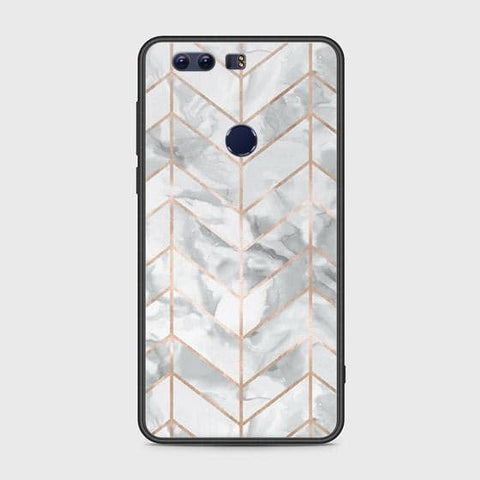 Huawei Honor 8 Cover - White Marble Series 2 - HQ Ultra Shine Premium Infinity Glass Soft Silicon Borders Case