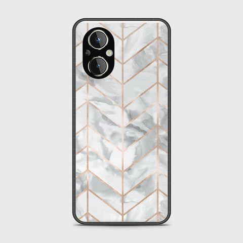 Oppo A96 5G Cover- White Marble Series 2 - HQ Ultra Shine Premium Infinity Glass Soft Silicon Borders Case