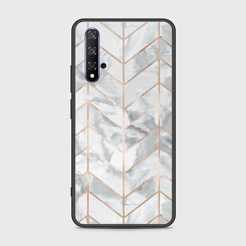 Honor 20 Cover - White Marble Series 2 - HQ Ultra Shine Premium Infinity Glass Soft Silicon Borders Case