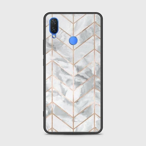 Huawei Y6s 2019 Cover - White Marble Series 2 - HQ Ultra Shine Premium Infinity Glass Soft Silicon Borders Case