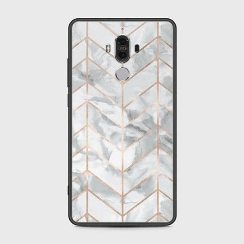 Huawei Mate 9 Cover - White Marble Series 2 - HQ Ultra Shine Premium Infinity Glass Soft Silicon Borders Case