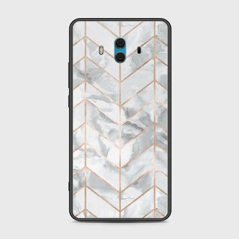 Huawei Mate 10 Cover - White Marble Series 2 - HQ Ultra Shine Premium Infinity Glass Soft Silicon Borders Case