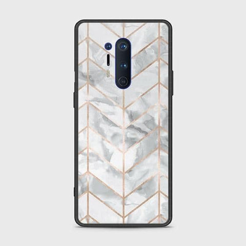 OnePlus 8 Pro Cover - White Marble Series 2 - HQ Ultra Shine Premium Infinity Glass Soft Silicon Borders Case