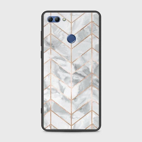 Huawei Y9 2018 Cover - White Marble Series 2 - HQ Ultra Shine Premium Infinity Glass Soft Silicon Borders Case