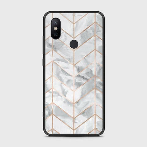 Xiaomi Mi A2 / Mi 6X Cover - White Marble Series 2 - HQ Ultra Shine Premium Infinity Glass Soft Silicon Borders Case