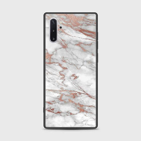 Samsung Galaxy Note 10 Plus Cover - White Marble Series 2 - HQ Ultra Shine Premium Infinity Glass Soft Silicon Borders Case