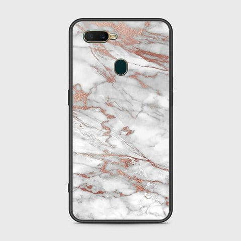 Oppo A7 Cover - White Marble Series 2 - HQ Ultra Shine Premium Infinity Glass Soft Silicon Borders Case