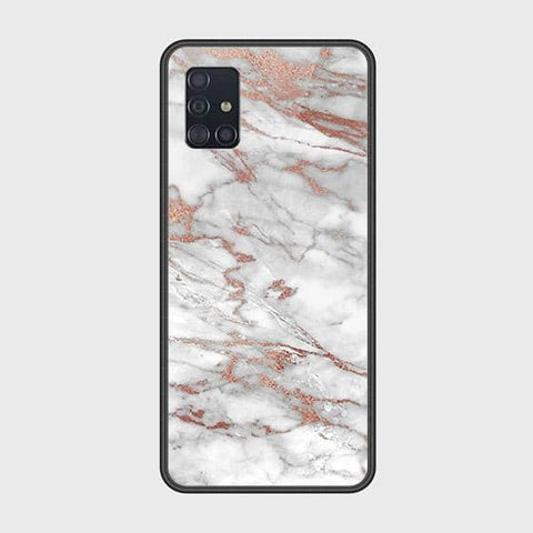 Samsung Galaxy A51 Cover - White Marble Series 2 - HQ Ultra Shine Premium Infinity Glass Soft Silicon Borders Case