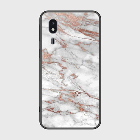 Samsung Galaxy A2 Core Cover - White Marble Series 2 - HQ Ultra Shine Premium Infinity Glass Soft Silicon Borders Case