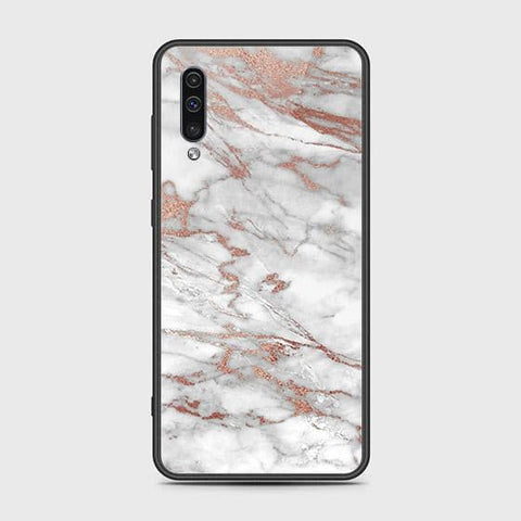 Samsung Galaxy A50s Cover - White Marble Series 2 - HQ Ultra Shine Premium Infinity Glass Soft Silicon Borders Case