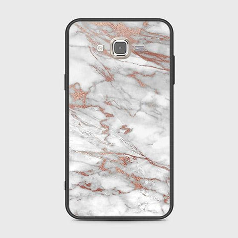 Samsung Galaxy J7 2015 Cover - White Marble Series 2 - HQ Ultra Shine Premium Infinity Glass Soft Silicon Borders Case