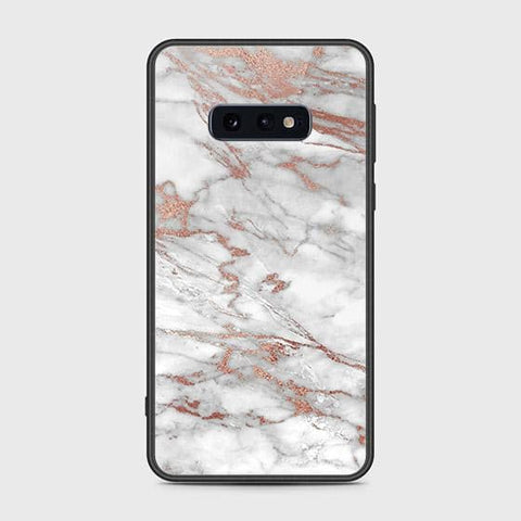 Samsung Galaxy S10e Cover - White Marble Series 2 - HQ Ultra Shine Premium Infinity Glass Soft Silicon Borders Case