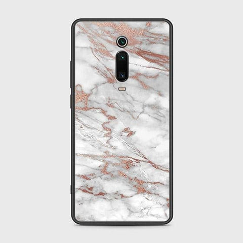 Xiaomi Mi 9T Cover - White Marble Series 2 - HQ Ultra Shine Premium Infinity Glass Soft Silicon Borders Case