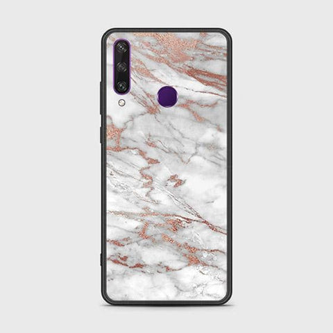 Huawei Y6p Cover - White Marble Series 2 - HQ Ultra Shine Premium Infinity Glass Soft Silicon Borders Case