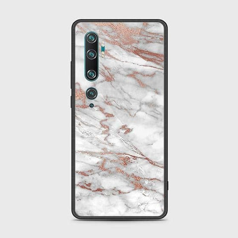 Xiaomi Mi Note 10 Cover - White Marble Series 2 - HQ Ultra Shine Premium Infinity Glass Soft Silicon Borders Case