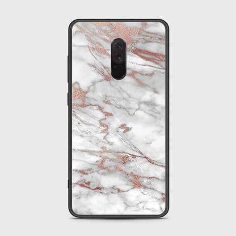 Xiaomi Pocophone F1 Cover - White Marble Series 2 - HQ Ultra Shine Premium Infinity Glass Soft Silicon Borders Case